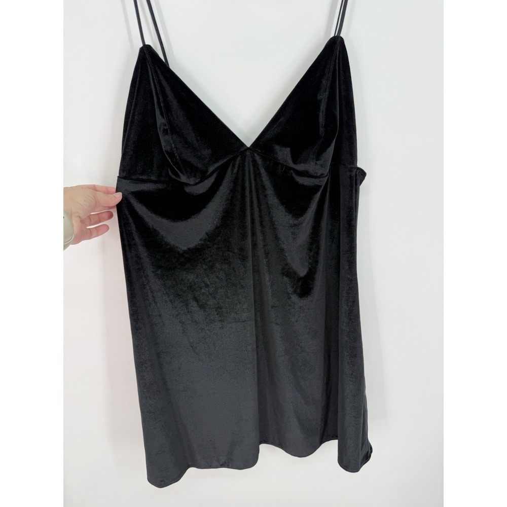 Victorias Secret Black Velvet Mini‎ Dress Spaghetti Strap Lingerie Size XL